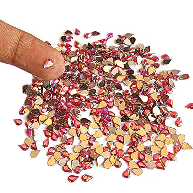 500 Pcs Pack, 6x4mm, Pink, Flat Back Drop Acrylic crystal Rhinestones imitaion Gems for Costume Making, FLAT BACK USED IN JEWELLERY ,HOBBY WORK ,NAIL ART ,CRAFT WORK ETC