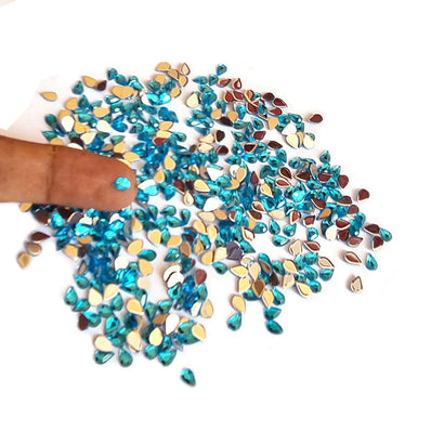 500 Pcs Pack, 5x3mm, Deep Turquoise Blue, Flat Back Drop Acrylic crystal Rhinestones imitaion Gems for Costume Making, FLAT BACK USED IN JEWELLERY ,HOBBY WORK ,NAIL ART ,CRAFT WORK ETC