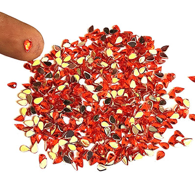 500 Pcs Pack, 5x3mm, Red, Flat Back Drop Acrylic crystal Rhinestones imitaion Gems for Costume Making, FLAT BACK USED IN JEWELLERY ,HOBBY WORK ,NAIL ART ,CRAFT WORK ETC