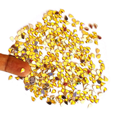 500 Pcs Pack, 4x6mm Topaz AB, Flat Back Drop Acrylic crystal Rhinestones imitaion Gems for Costume Making, FLAT BACK USED IN JEWELLERY ,HOBBY WORK ,NAIL ART ,CRAFT WORK ETC