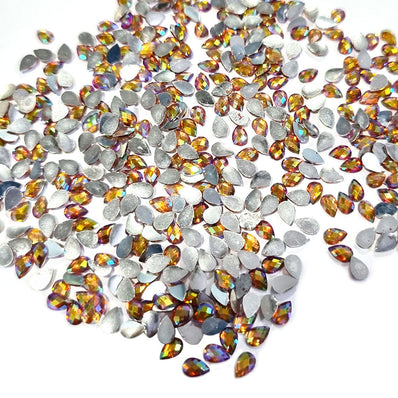 500 PIECES Size 6x4mm, Brown AB, Flat Back Drop Acrylic crystal Rhinestones imitaion Gems for Costume Making, FLAT BACK USED IN JEWELLERY ,HOBBY WORK ,NAIL ART ,CRAFT WORK ETC