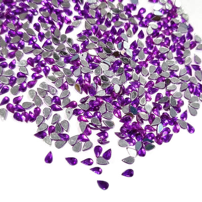 Size 5x3mm, Purple, Flat Back Drop Acrylic crystal Rhinestones imitaion Gems for Costume Making, FLAT BACK USED IN JEWELLERY ,HOBBY WORK ,NAIL ART ,CRAFT WORK ETC