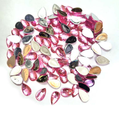 500 PCS PACK DROP ACRYLIC CRYSTAL RHINESTONES IMITAION GEMS FOR COSTUME MAKING, FLAT BACK USED IN JEWELLERY ,HOBBY WORK ,NAIL ART ,CRAFT WORK ETC in Size about  10x14 Milimeter