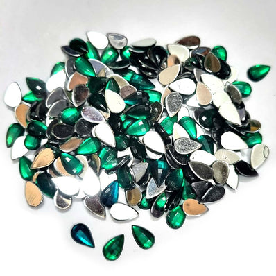 500 PCS PACK DROP ACRYLIC CRYSTAL RHINESTONES IMITAION GEMS FOR COSTUME MAKING, FLAT BACK USED IN JEWELLERY ,HOBBY WORK ,NAIL ART ,CRAFT WORK ETC in Size about  7x10 Milimeter