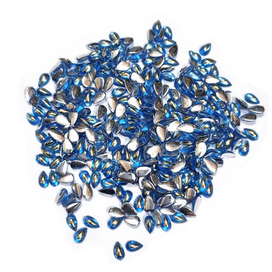 500 PCS PACK DROP ACRYLIC CRYSTAL RHINESTONES IMITAION GEMS FOR COSTUME MAKING, FLAT BACK USED IN JEWELLERY ,HOBBY WORK ,NAIL ART ,CRAFT WORK ETC in Size about  4x6 Milimeter