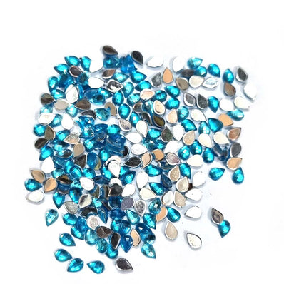 500 PCS PACK DROP ACRYLIC CRYSTAL RHINESTONES IMITAION GEMS FOR COSTUME MAKING, FLAT BACK USED IN JEWELLERY ,HOBBY WORK ,NAIL ART ,CRAFT WORK ETC in Size about  4x6 Milimeter