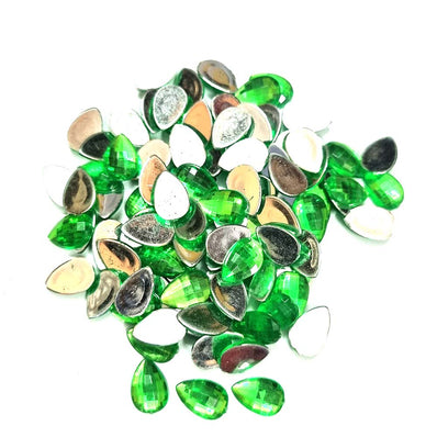 500 PCS PACK DROP ACRYLIC CRYSTAL RHINESTONES IMITAION GEMS FOR COSTUME MAKING, FLAT BACK USED IN JEWELLERY ,HOBBY WORK ,NAIL ART ,CRAFT WORK ETC in Size about  10x14 Milimeter