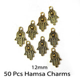 50 Pcs Pack, 12mm Oxidized Jewelry making  Hamsa Hand charms