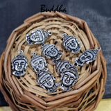 10 Pcs Pack, Buddha Charms Pendant Jewelry Making Raw Materials Silver oxidized plated