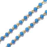Turquoise Opaque Gold Wire Link 1 Meter Pack, 6mm size beads, link Rosary Chain Rosary