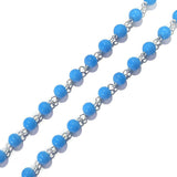 Turquoise Opaque Silver Wire Link 1 Meter Pack, 6mm size beads, link Rosary Chain Rosary