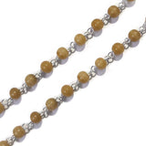 Beige Silver Wire Link 1 Meter Pack, 6mm size beads, link Rosary Chain Rosary
