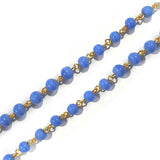 Blue Gold Wire Link 1 Meter Pack, 6mm size beads, link Rosary Chain Rosary