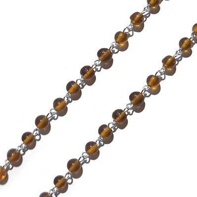 Brown Silver Wire Link 1 Meter Pack, 6mm size beads, link Rosary Chain Rosary
