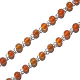 Orange Silver Wire Link 1 Meter Pack, 6mm size beads, link Rosary Chain Rosary