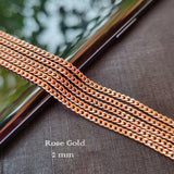 5 PIECES CUTTING PACK OF 70-75 CM LONG' SIZE 2 MM' ROSE GOLD CHAINS' SUPER QUALITY' 30 GRAMS APPROX.
