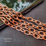 2 PIECES CUTTING PACK OF 70-75 CM LONG' SIZE 9x6 MM' ROSE GOLD CHAINS' SUPER QUALITY' 58 GRAMS APPROX.