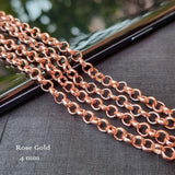 3 PIECES CUTTING PACK OF 70-75 CM LONG' SIZE 4 MM' ROSE GOLD CHAINS' SUPER QUALITY' 48 GRAMS APPROX.