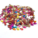 Crystal finish Rhinestones Mix Color Drop Shape 10x5.5mm Size 720 Pieces Pack