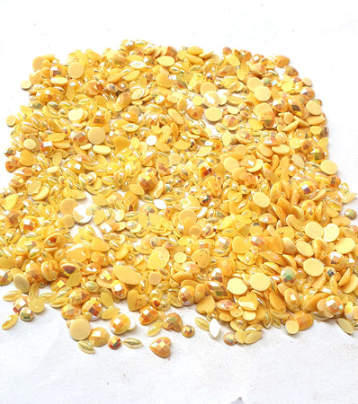 AB Effect finish Rhinestones Cream Color Assorted Shape 3-8mm Size 1440 Pieces Pack