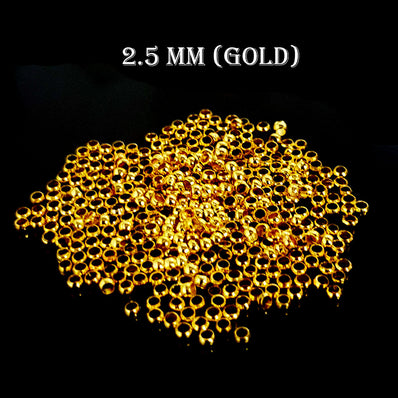 GOLD' 500 PIECES ROUND CRIMP 2.5 MM SIZE