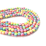 Mix Color PER STRAND/LINE 6MM Round FIMO CANDIES DESIGNER RUBBER BEADS POLYMER CLAY BEADS FOR CRAFT AND JEWELRY MAKING, APPROX 65-69 BEADS IN A LINE, ONE LINE HAS ABOUT 14.5 INCHES LONG