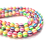 Mix Color PER STRAND/LINE 8MM Round FIMO CANDIES DESIGNER RUBBER BEADS POLYMER CLAY BEADS FOR CRAFT AND JEWELRY MAKING, APPROX 50-52 BEADS IN A LINE, ONE LINE HAS ABOUT 14.5 INCHES LONG