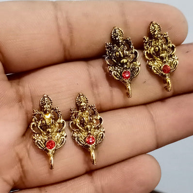 5 PAIR PACK' 10X23MM STONE STUDDED EAR STUDS