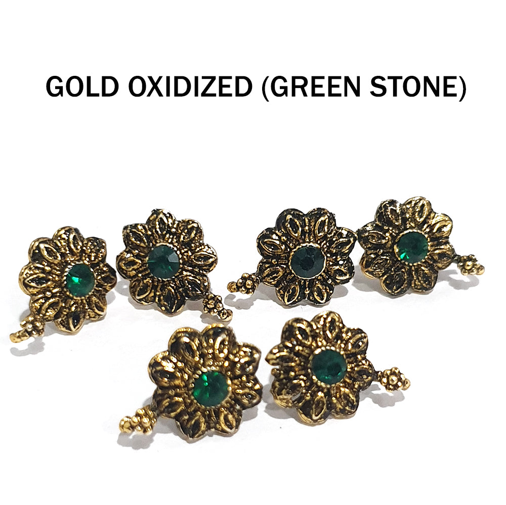 5 PAIR PACK' STONE STUDDED EAR STUDS' 12 MM