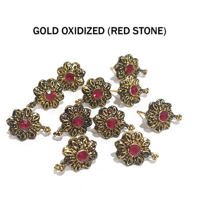 5 PAIR PACK' STONE STUDDED EAR STUDS' 12 MM