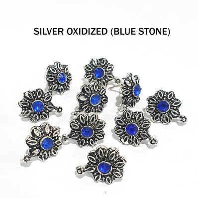 5 PAIR PACK' STONE STUDDED EAR STUDS' 12 MM
