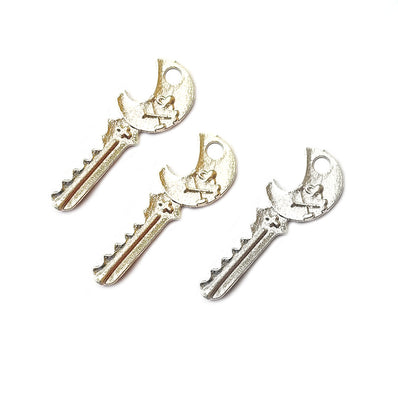 10 Pcs Lot, 35x12mm Key Charms for Jewelry Making Shiny Silver Color