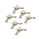 10 Pcs Lot, 20x17mm Revolver Gun Charms for Jewelry Making Shiny Silver Color