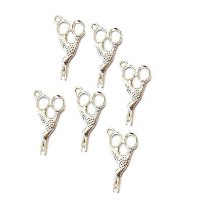 10 Pcs Lot, 22x14mm Scissors Charms for Jewelry Making Shiny Silver Color