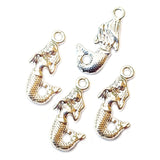 10 Pcs Lot, 22x12mm Mermaid Charms for Jewelry Making Shiny Silver Color