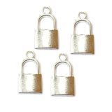 10 Pcs Lot, 21x12mm Lock Charms for Jewelry Making Shiny Silver Color