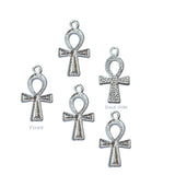 10 Pcs Lot, 25x14mm Cross Charms for Jewelry Making Shiny Silver Color