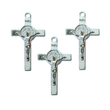 10 Pcs Lot, 34x20mm Cross Charms for Jewelry Making Shiny Silver Color