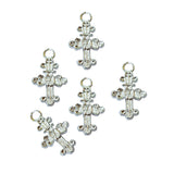 10 Pcs Lot, 24x15mm Cross Charms for Jewelry Making Shiny Silver Color