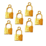 10 Pcs Lot, 21x11mm Lock Charms for Jewelry Making Shiny Gold Color