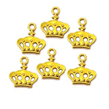 10 Pcs Lot, 15x16mm Crown Charms for Jewelry Making antique Gold Color