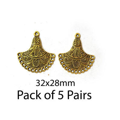 5 PAIR Pack in approx size 32x28mm Oxidized Small Pendant Charms for Jewellery Making