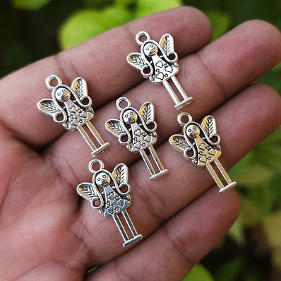 20 PIECES PACK' 24 MM SILVER POLISHED SMALL CHARMS USED IN DIY JEWELLERY MAKING