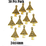 30 Pcs Pack christmas tree Charms in gold colors  For Jewelry Making