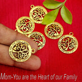10 Pcs. Pack, Small Charms, Pendants, Mom You are the heart of My Family, Tree of Flower in Size about 22mm