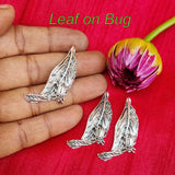 10 Pcs. Pack, Small Charms, Pendants, Leaf on Bug in Size about 15x45mm