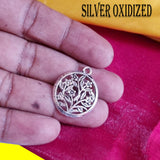 10/Pcs Pkg. Floral Round Charms for Jewelry Making in Size about 22X26MM