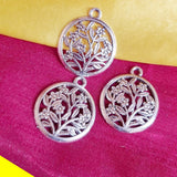 10/Pcs Pkg. Floral Round Charms for Jewelry Making in Size about 22X27MM