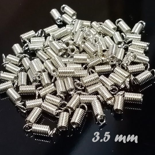 50pcs Stainless Steel Coil Cord Ends Spring Fastener Crimp Clasp for  Leather Cord Necklace Bracelet Jewelry Making