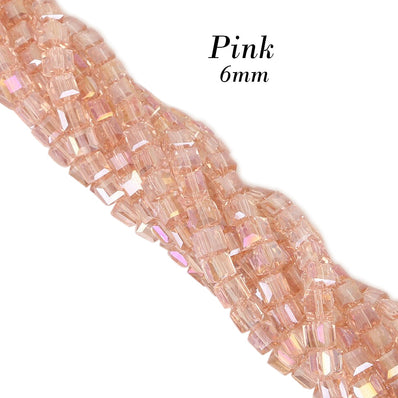 6mm Cube Crystal AB Lustured Glass Beads in mesmerizing Translucent. These beads are a perfect addition to your jewelry-making projects, crafting endeavors, or DIY creations, adding a touch of elegance and sophistication to your designs.